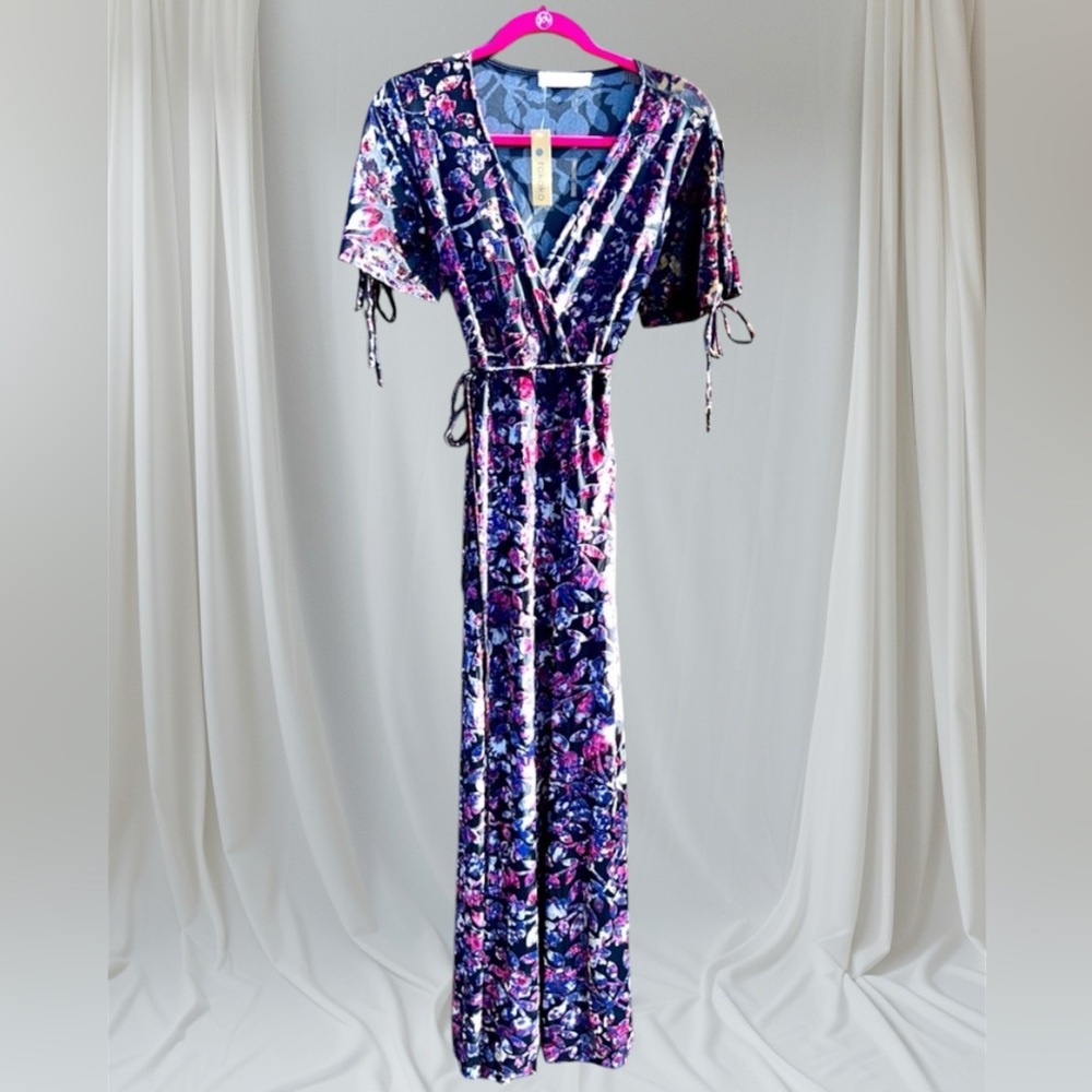 ROKOKO BY DAZZ Multicolor Long Floral Dress Semi Sheer - Size Small